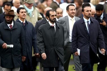 Sheikh Mohammed bin Rashid, Vice President and Ruler of Dubai, during day two of the Dubai Future Champions Festival at Newmarket Racecourse. Press Association