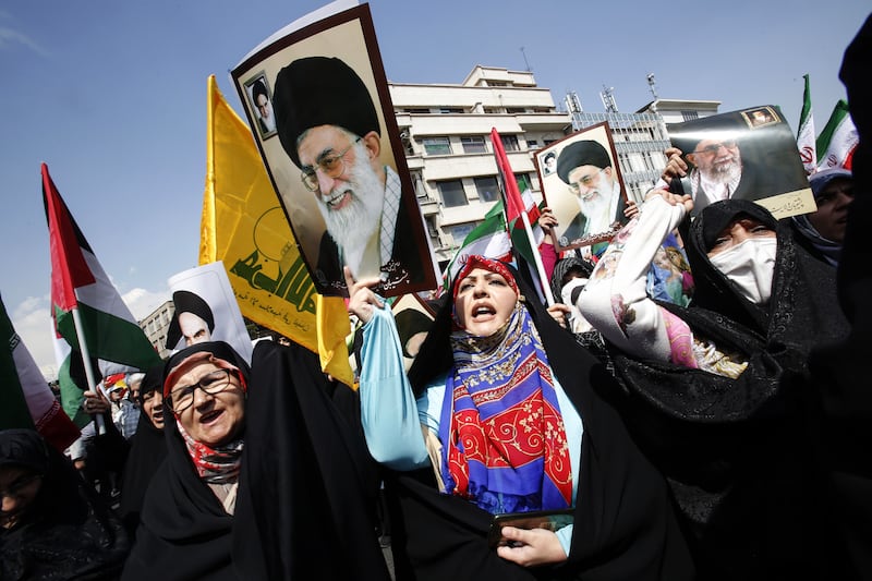Iranian women at an anti-Israel rally in Tehran last week. EPA
