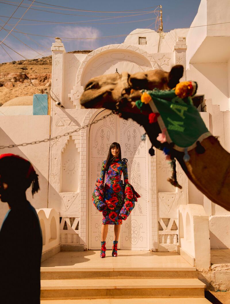 The fashion shoot for the December issue of 'Luxury' was shot in Aswan in Egypt.  Dress, Dh5,850; ankle boots, Dh3,800; and coat, Dh10,800, all from Dolce & Gabbana. Fashion director: Sarah Maisey. Photographer: Noemi Otillia Szabo