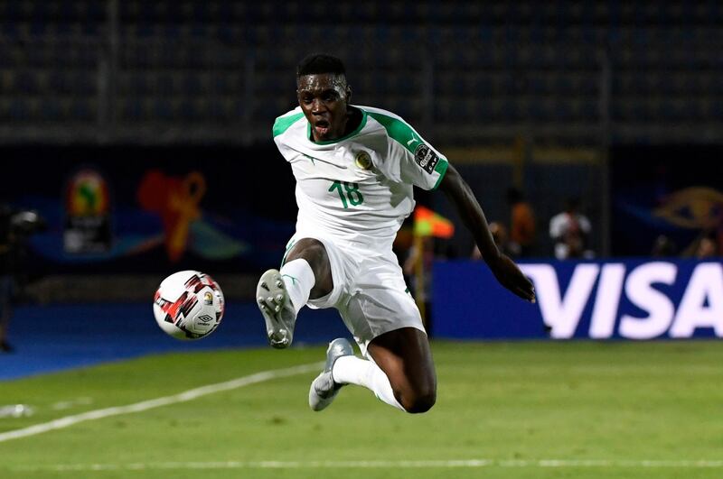 Senegal forward Ismaila Sarr controls the ball during the 2019 Africa Cup of Nations match against Tanzania at the 30 June Stadium in Cairo on June 23, 2019. Senegal won the Group C match 2-0. AFP