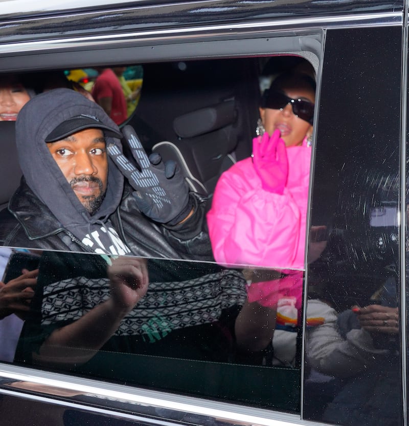 Kanye West and Kim Kardashian head out of their hotel on October 09, 2021 in New York City. Getty Images