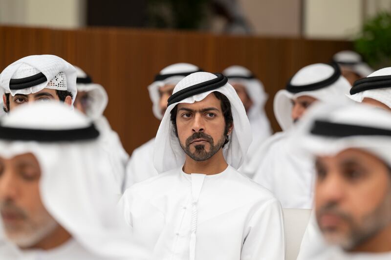 Sheikh Khalifa bin Tahnoon bin Mohamed, Chairman of the Abu Dhabi Crown Prince's Court, attends the condolences. 
Abdulla Al Bedwawi / UAE Presidential Court 