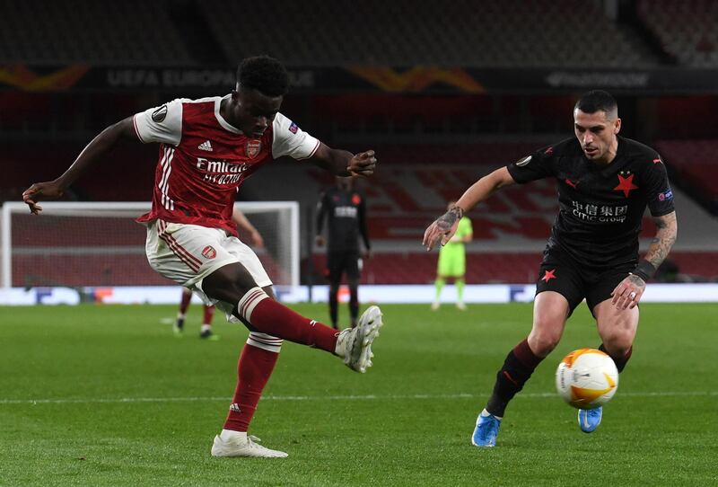 Bukayo Saka 8 - Arsenal’s brightest spark as Saka constantly looked to attack space and exploit passive defending from Jan Boril. The English winger should have scored after getting on the end of a through ball in the first half. EPA