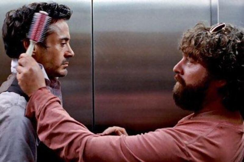 Robert Downey Jr, left, and Zach Galifianakis in Due Date. Courtesy Warner Bros