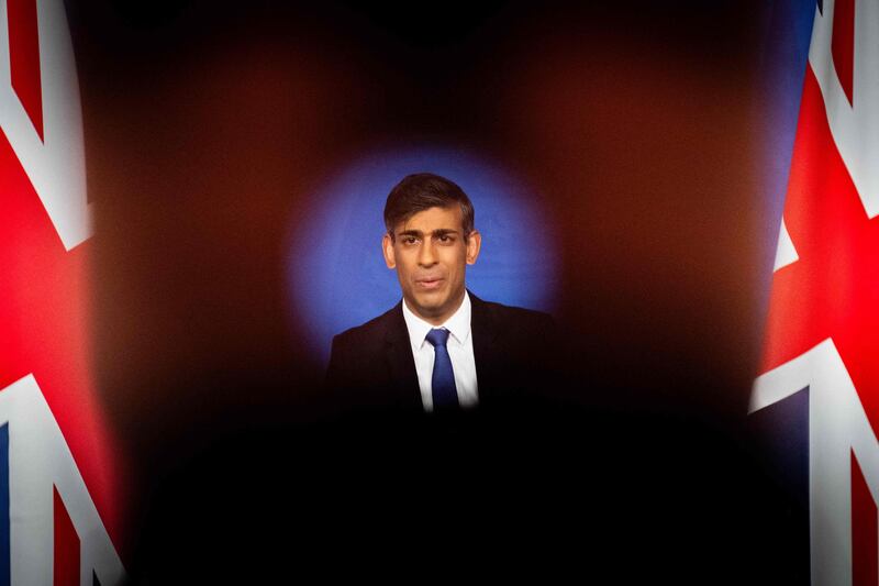 Britain's Prime Minister Rishi Sunak at a press conference in London, on December 5. AFP