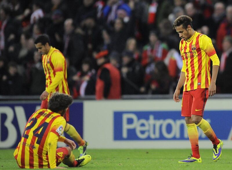 Barcelona's 1-0 defeat to Athletic Bilbao on Sunday was their second loss this week. Alvaro Barrientos / AP