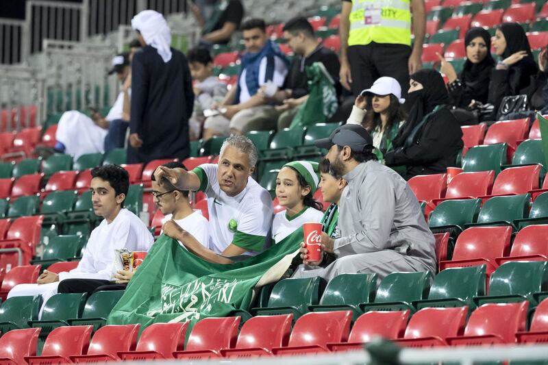 DUBAI, UNITED ARAB EMIRATES.  08 JANUARY 2019. AFC Football at Rashid Stadium. Saudi Arabia vs DPR Korea (North Korea). Fan pictures before the game. (Photo: Antonie Robertson/The National) Journalist: None. Section: Sport.