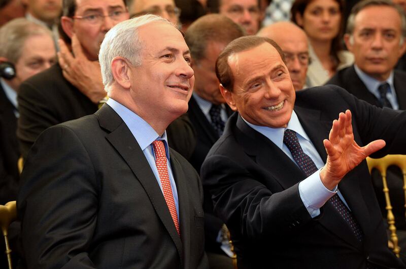 Israeli Prime Minister Benjamin Netanyahu and his Italian counterpart Mr Berlusconi at a press conference in Rome in June 2011. Getty