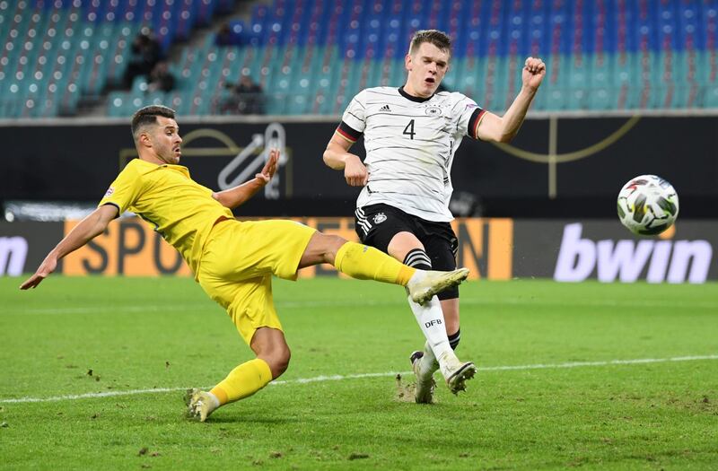 Germany's Matthias Ginter in action against Ukraine. Reuters