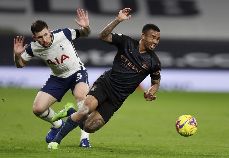 Gabriel Jesus – 6. Managed to be a nuisance to both teams. To Spurs with his mazy dribbling. And to City when he blocked a De Bruyne shot when he was prone on the floor, then handling before Laporte’s shot. EPA