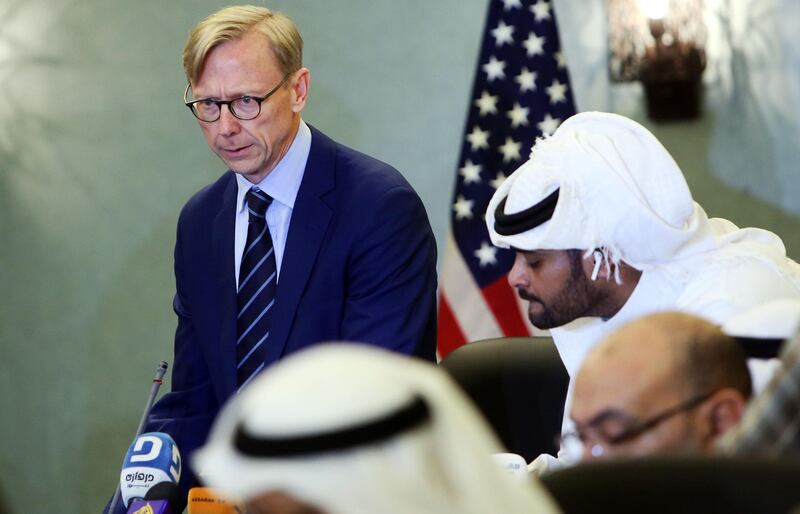 Brian Hook, the US Special Representative for Iran, arrives to attend a press conference in Kuwait City on June 23, 2019. The US special envoy for Iran urged "all nations to use their diplomatic effort to urge Iran to de-escalate and meet diplomacy with diplomacy" amid soaring tensions in the Gulf. / AFP / Yasser Al-Zayyat
