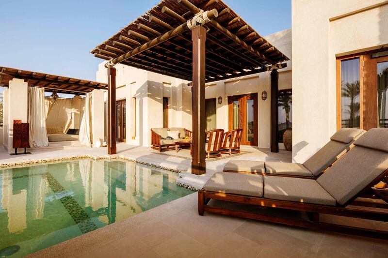 Outdoor relaxation at the spa at Al Wathba