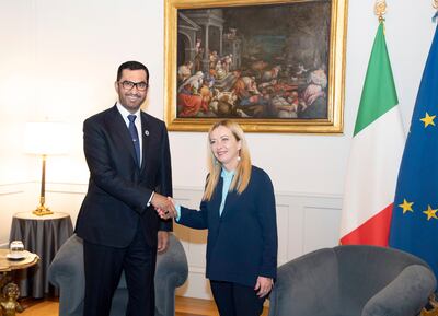 Dr Sultan on Tuesday met Italian Prime Minister Giorgia Meloni to discuss climate action ahead of Cop28.