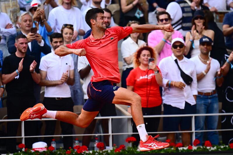 Novak Djokovic celebrates his victory. AFP