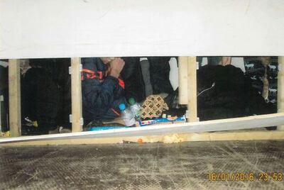 Migrants found in a secret compartment at Newhaven. NCA