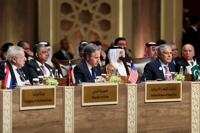 US Secretary of State Antony Blinken attends a plenary session at the conference. AP