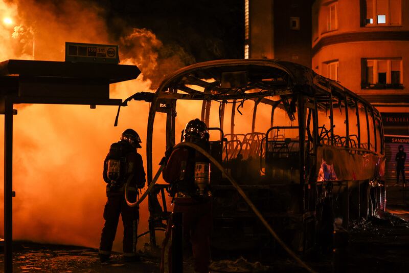 Buses and trams were also targeted in some of the previous nights' violence.  EPA