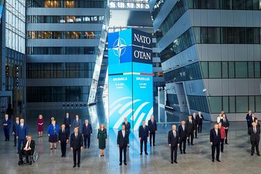 NATO leaders pose for the family picture at the alliance's headquarters, in Brussels, where they stated for the first time the growing concerns over China's hegemony. EPA 