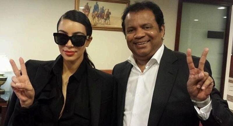 Indian perfumer Alwyn Stephen with Kim Kardashian, whose fragrance he launched in Dubai in 2014. Courtesy: Alwyn Stephen