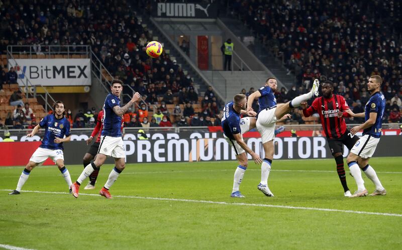 Stefan de Vrij (3-R) of Inter scores an own goal. EPA