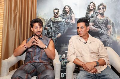 Tiger Shroff, left, and Akshay Kumar became close friends during production. Pawan Singh / The National