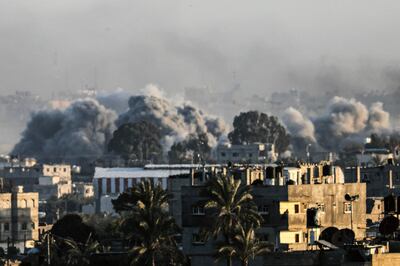 The aftermath of Israeli bombardment in Khan Younis, the southern Gaza Strip. AFP