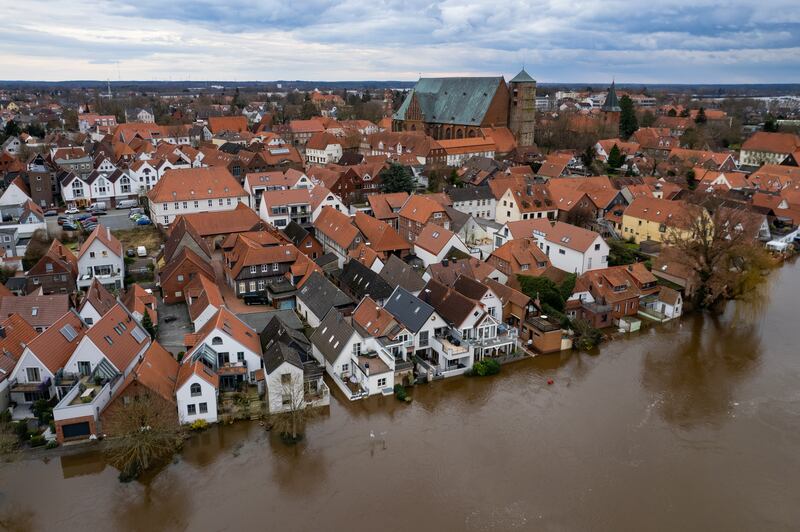 An aerial view of Verden was hit by floodwater after the Aller River burst its banks. EPA