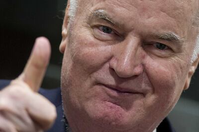 epa06343535 Bosnian Serb military chief Ratko Mladic shows a thumb up, as he enters the Yugoslav War Crimes Tribunal for the verdict hearing in his genocide trial, in The Hague, Netherlands, 22 November 2017. Mladic's trial is the last major case for the Netherlands-based tribunal for former Yugoslavia, which was set up in 1993 to prosecute those most responsible for the worst carnage in Europe, since World War II.  EPA/PETER DEJONG / POOL