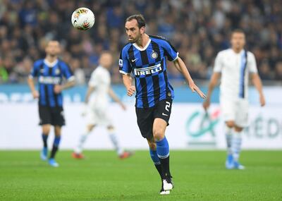 Soccer Football - Serie A - Inter Milan v Lazio - San Siro, Milan, Italy - September 25, 2019  Inter Milan's Diego Godin in action       REUTERS/Daniele Mascolo