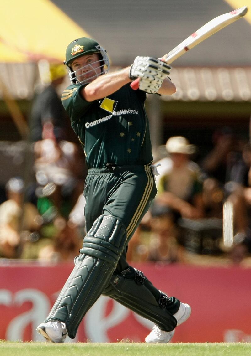 DARWIN, AUSTRALIA - AUGUST 30: James Hopes of Australia hits out during the first one day international match between Australia and Bangladesh held at TIO Stadium August 30, 2008 in Darwin, Australia.  (Photo by Robert Cianflone/Getty Images)