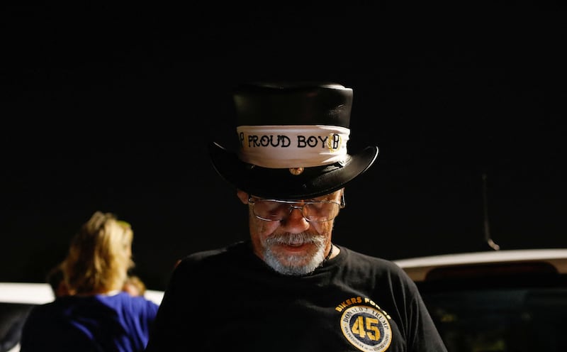 A member of the far-right Proud Boys group outside Mar-a-Lago. Reuters