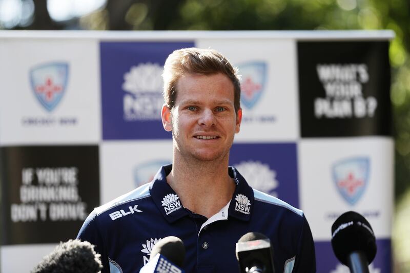 SYDNEY, AUSTRALIA - JUNE 01: Steve Smith speaks to the media during a New South Wales cricket team press conference at Sydney Olympic Park on June 01, 2020 in Sydney, Australia. (Photo by Mark Metcalfe/Getty Images)