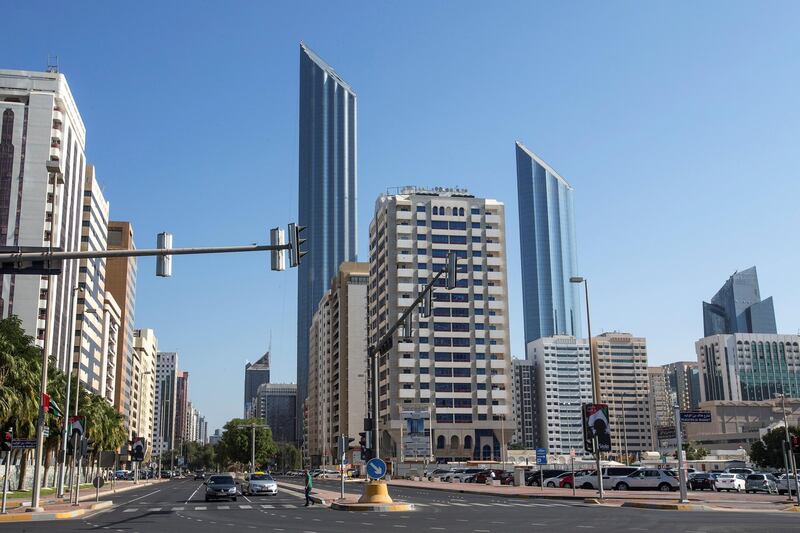 Abu Dhabi, United Arab Emirates. December 2, 2015///

High-end apartments for rent in the Corniche. World Trade Center building and  Burj Mohammed bin Rashid tower, view from street. Abu Dhabi, United Arab Emirates. Mona Al Marzooqi/ The National 

ID: 31783
Section: Business  *** Local Caption *** 151202-MM-BZ-STOCK-Corniche31783-016.JPG