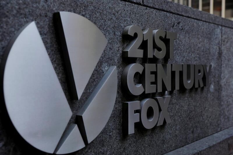 FILE PHOTO: The 21st Century Fox logo is displayed on the side of a building in midtown Manhattan in New York, U.S., February 27, 2018.  REUTERS/Lucas Jackson/File Photo