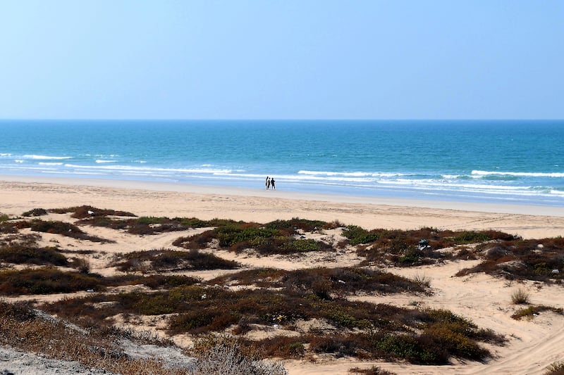 View of the beach near the Pink Lake, which was discovered in Ras Al Khaimah. Pawan Singh / The National