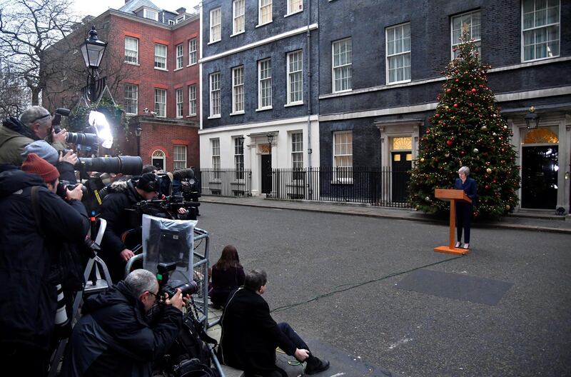 Theresa May addresses the media outside 10 Downing Street. Reuters