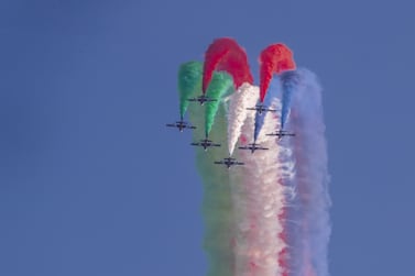 Al Fursan Air Dispay on UAE 50th National Day at Expo 2020 Dubai. Victor Besa/The National.