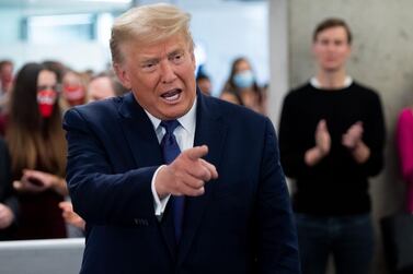 US President Donald Trump visits his campaign headquarters in Arlington, Virginia on November 3. AFP 