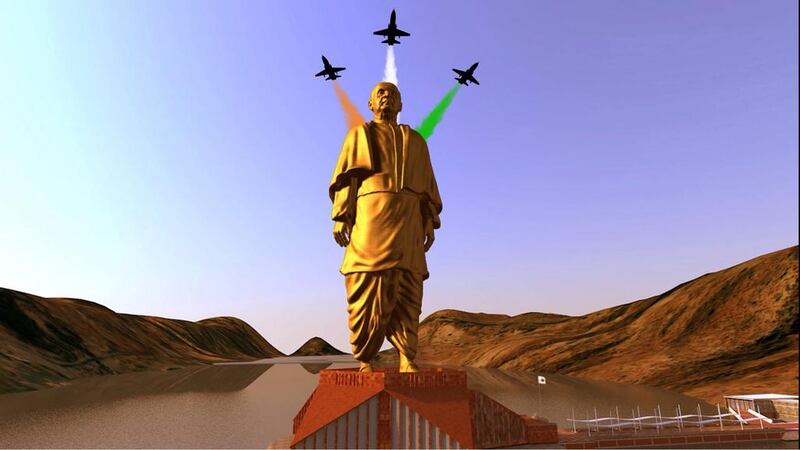An artist's rendering of a statue of Sardar Vallabhbhai Patel, to be constructed in Gujarat by Indian opposition leader Narendra Modi.

Reuters