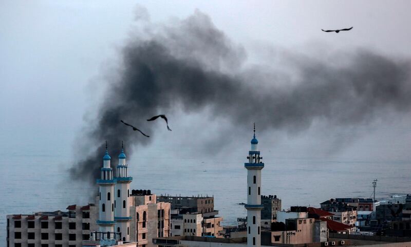 Smoke rises after an Israeli airstriked in Gaza City. AFP