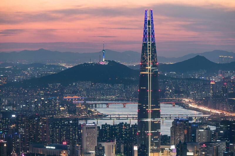 Tthe Lotte Tower is a 123-storey skyscraper in Seoul. Ed Jones / AFP Photo