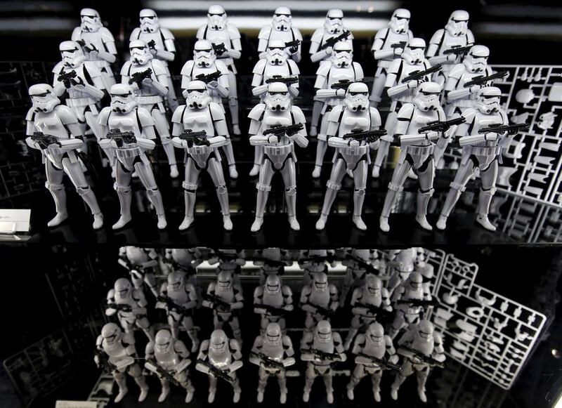 Figure models called First Order’s Stormtrooper are displayed at Loft Variety Store in Shibuya shopping district in Tokyo. Toru Hanai / Reuters