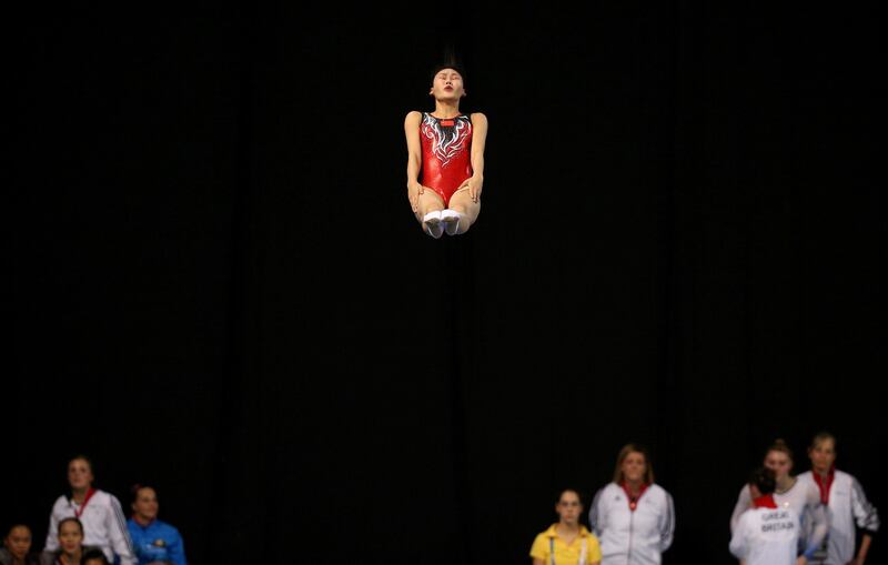 The 32nd FIG Trampoline Gymnastics World Championships 2017, Women's Team Final in Sofia, Bulgaria. Lingling Liu of China competes. Stoyan Nenov / Reuters
