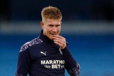 Soccer Football - Champions League - Quarter Final - First Leg - Manchester City v Borussia Dortmund - Etihad Stadium, Manchester, Britain - April 6, 2021 Manchester City's Kevin De Bruyne during the warm up before the match REUTERS/Phil Noble