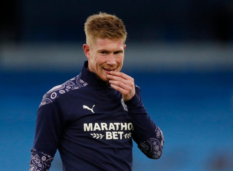 Soccer Football - Champions League - Quarter Final - First Leg - Manchester City v Borussia Dortmund - Etihad Stadium, Manchester, Britain - April 6, 2021 Manchester City's Kevin De Bruyne during the warm up before the match REUTERS/Phil Noble
