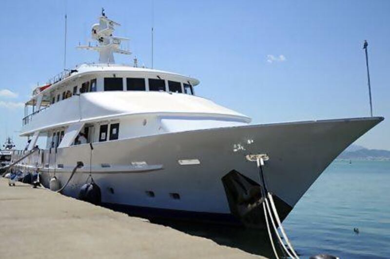 The 5 Fishes, a 32-metre yacht that belonged to Belhassen Trabelsi, the brother-in-law of the former Tunisian president Zine El Abidine Ben Ali, is anchored at Goulette harbor, outside Tunis. The boat was returned to Tunisia from Spain, where it was seized in February. It is valued at €8 million. Hassene Dridi / AP Photo