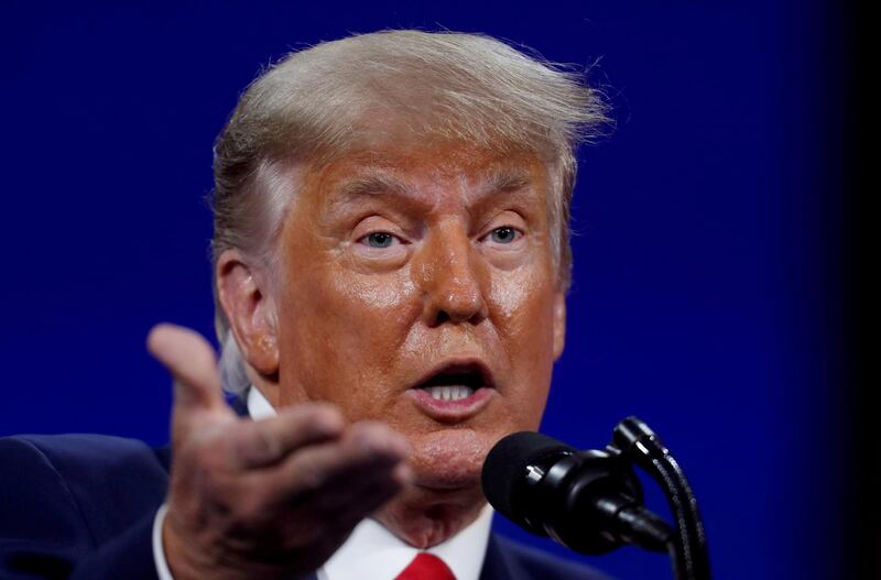 FILE PHOTO: Former U.S. President Donald Trump speaks at the Conservative Political Action Conference (CPAC) in Orlando, Florida, U.S. February 28, 2021. REUTERS/Octavio Jones/File Photo