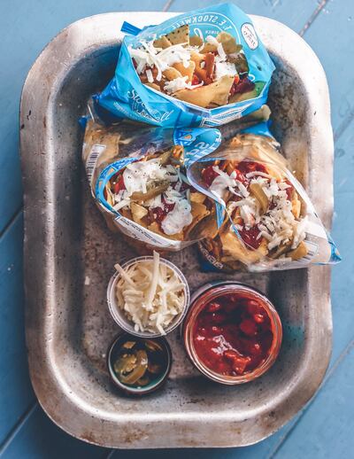 Portable nachos are customisable and require no crockery. Photo: Scott Price