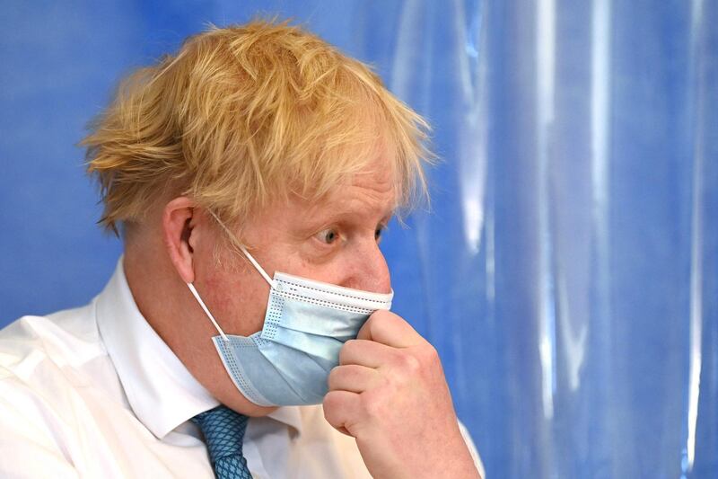 Britain's Prime Minister Boris Johnson visits a hospital in Colchester, eastern England. AFP