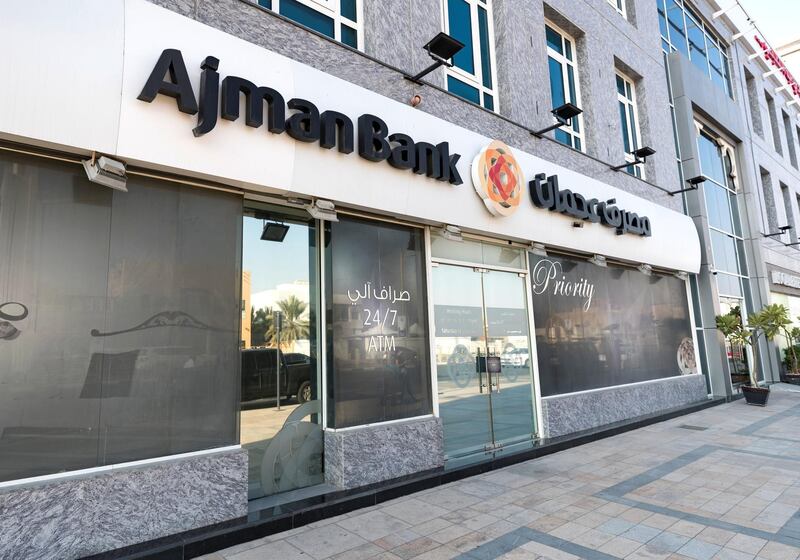 Dubai, United Arab Emirates - February 8th, 2018: General Views of Ajman Bank. Thursday, February 8th, 2018. Jumeirah Beach Road, Dubai. Chris Whiteoak / The National